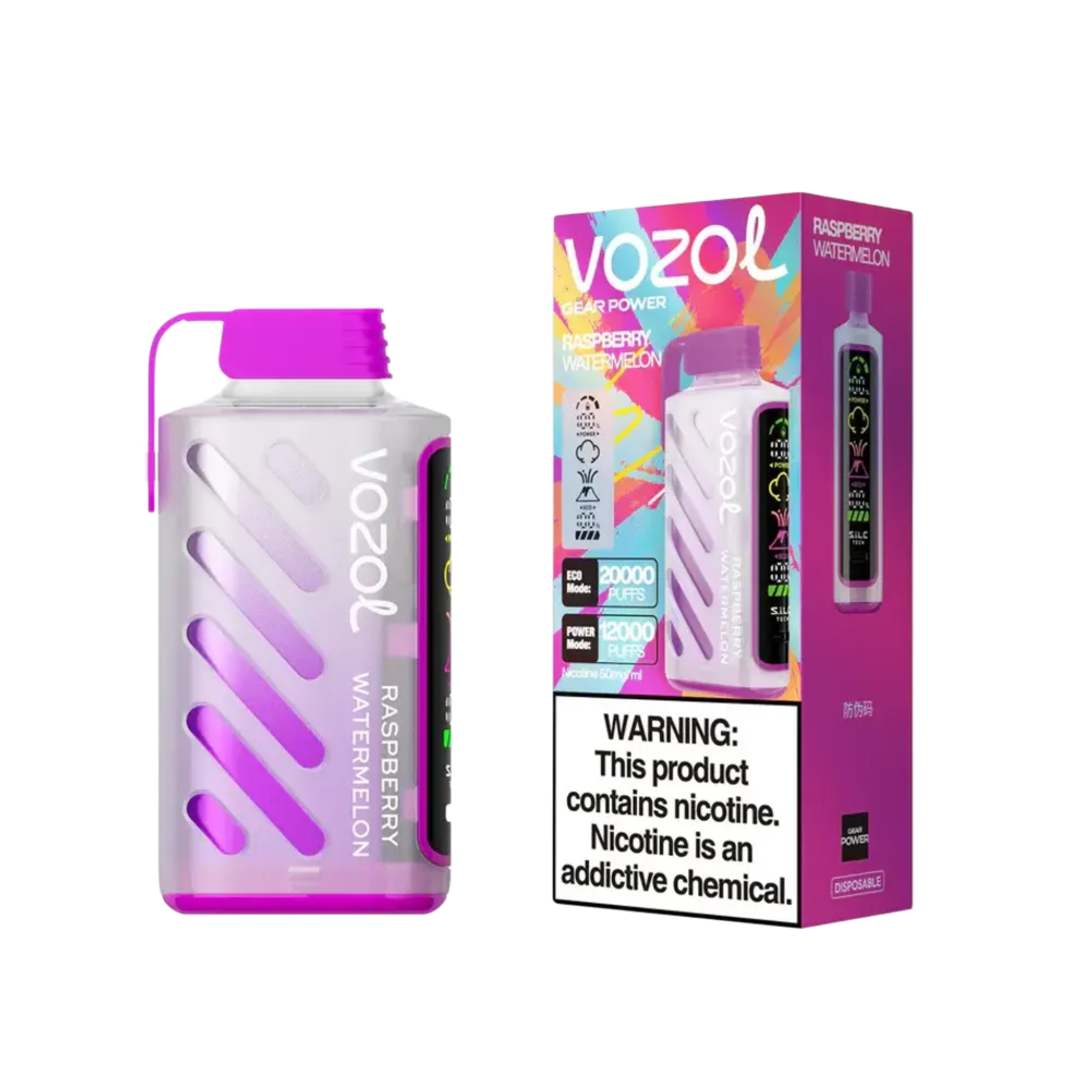 Vozol Gear Power 20K vape descartável sabor Raspberry Watermelon