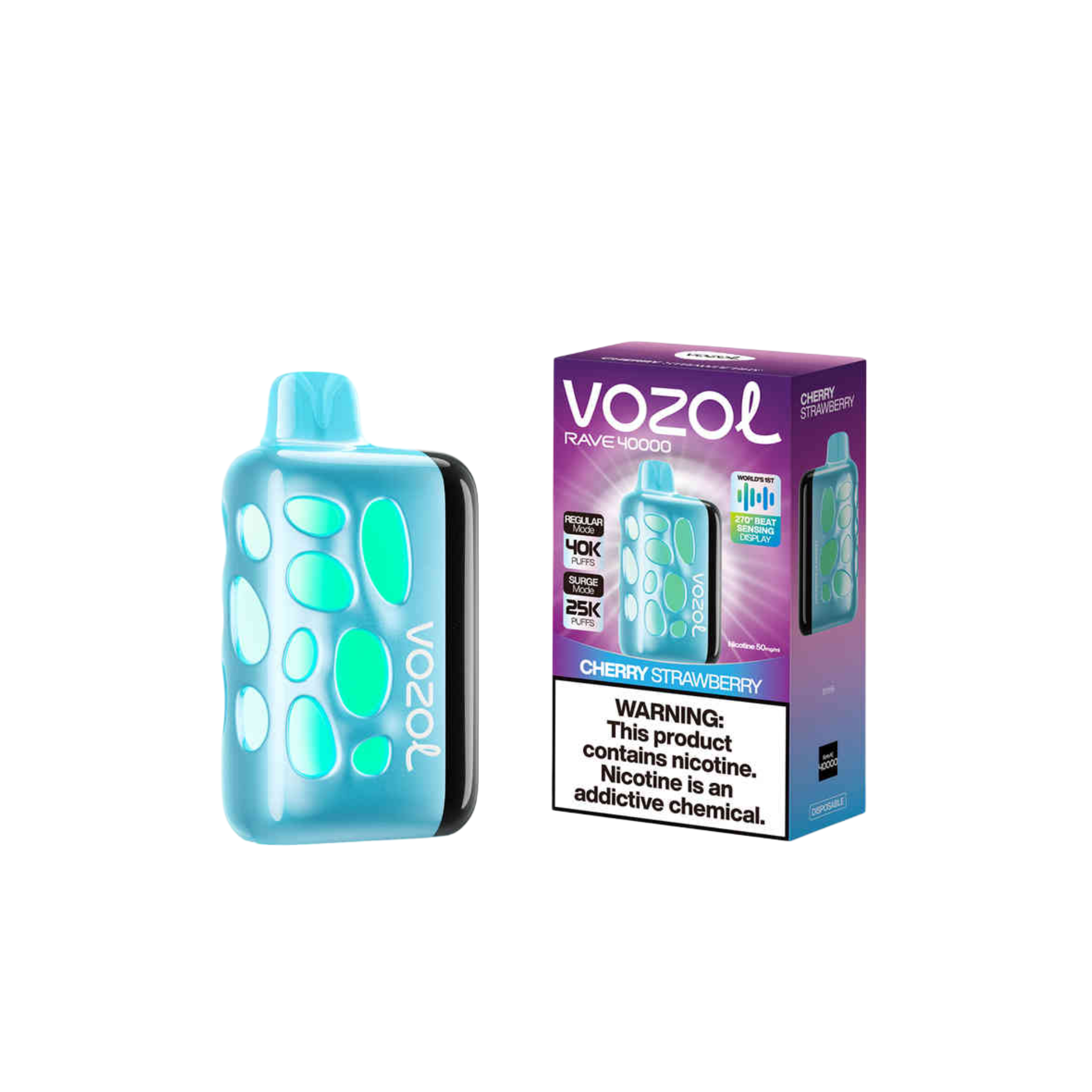 Vozol Rave 40K vape descartável Cherry Strawberry 40000 puffs
