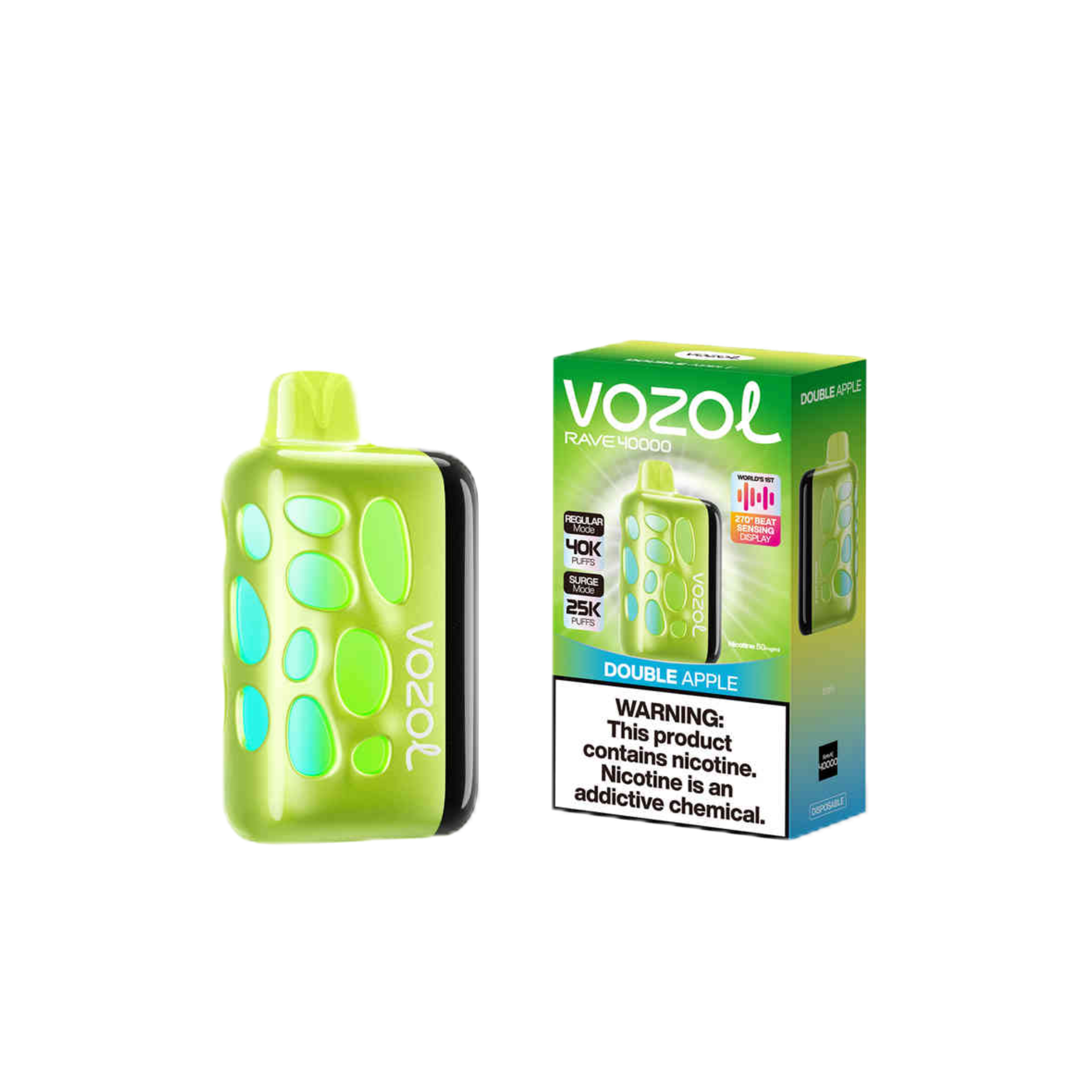 Vozol Rave 40K vape descartável Double Apple 40000 puffs