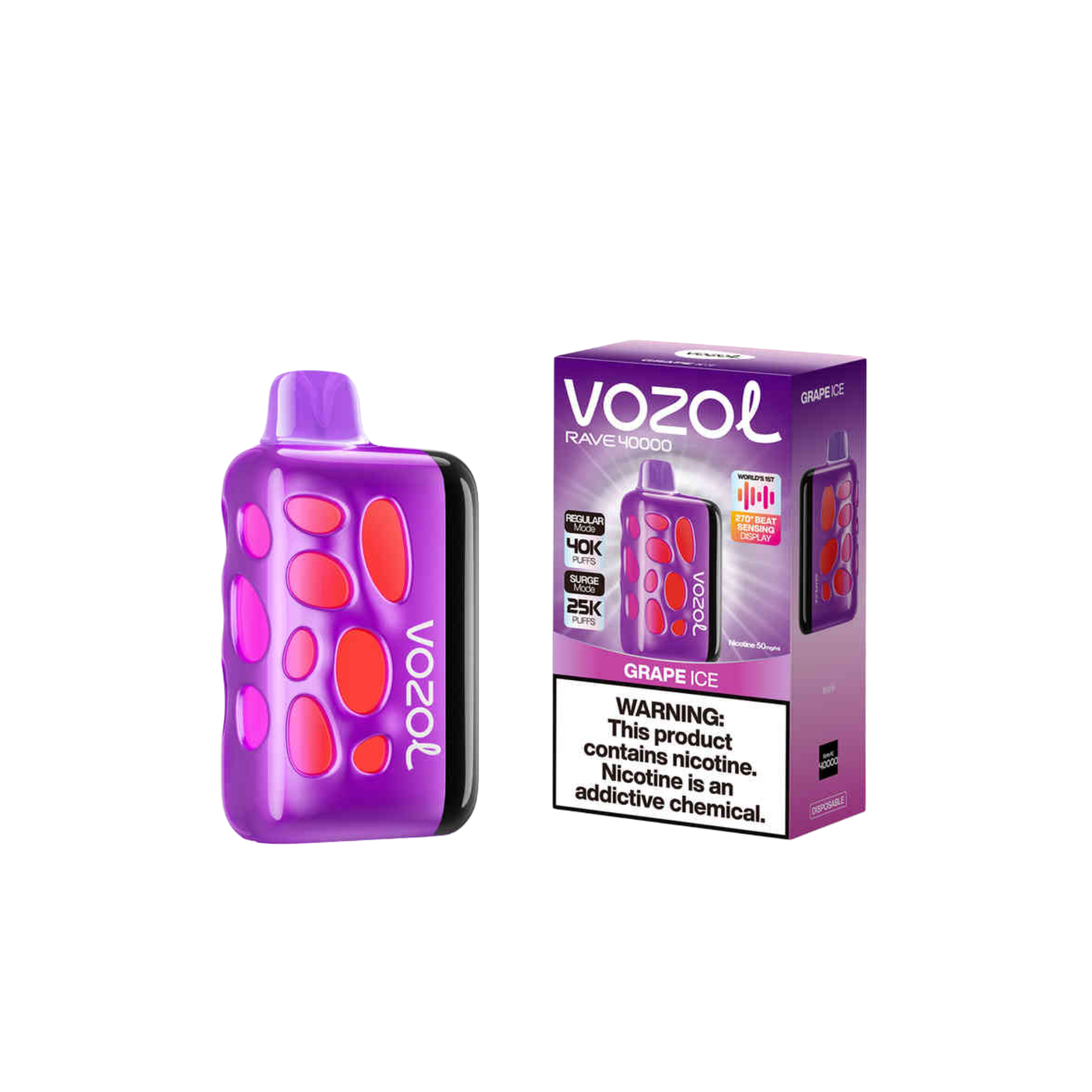 Vozol Rave 40K vape descartável Grape Ice 40000 puffs